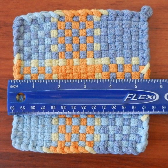 Set of 2 Handmade Artisan Cotton Woven Loomed Potholders Hot Pads Trivets - Picture 5 of 7